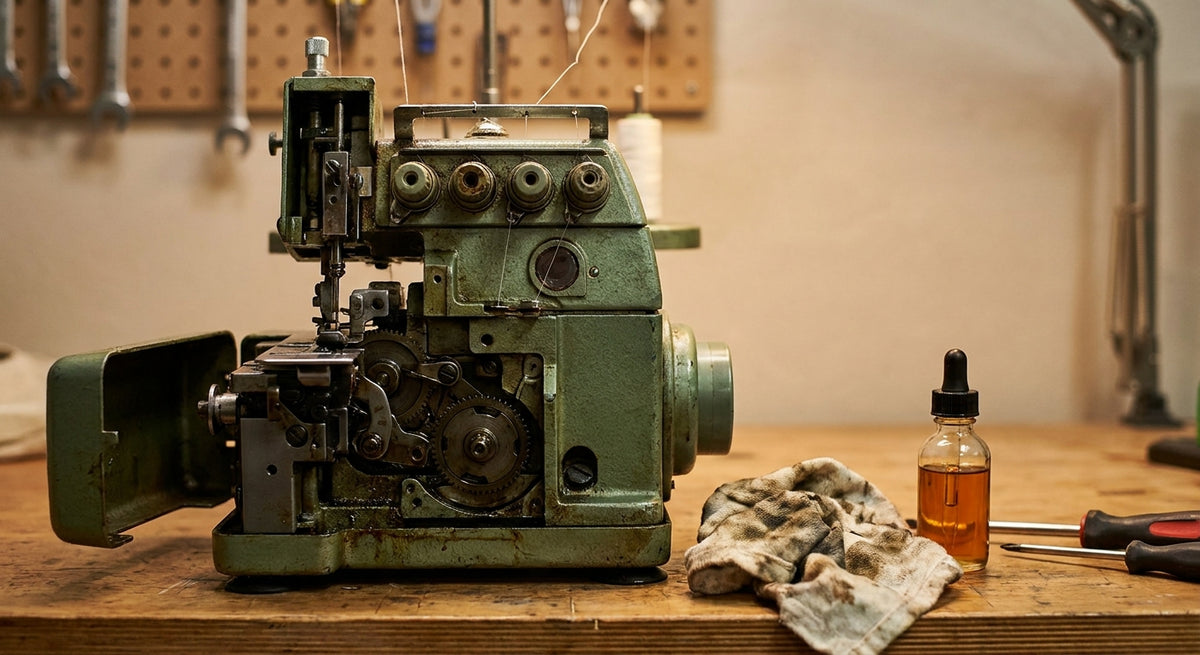 Privileg 334D warten: ältere Overlock reinigen und einstellen