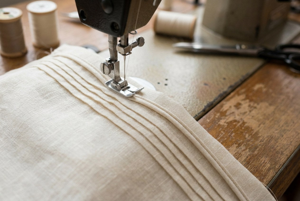 Biesen und Paspel an Stoff mit der Nähmaschine genäht