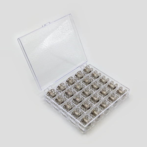 25 Spulen Metall mit Spulenbox für Bernina B 350 PE